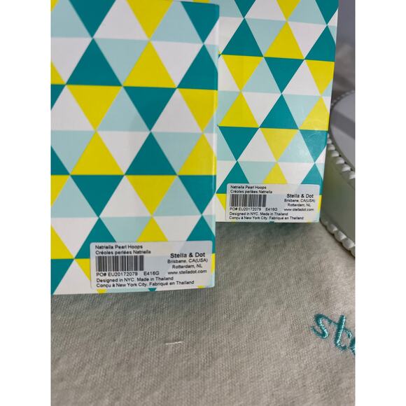 NIB Stella & Dot + Rebecca Minkoff  Natriella Gold Pearl Hoops - Picture 5 of 5